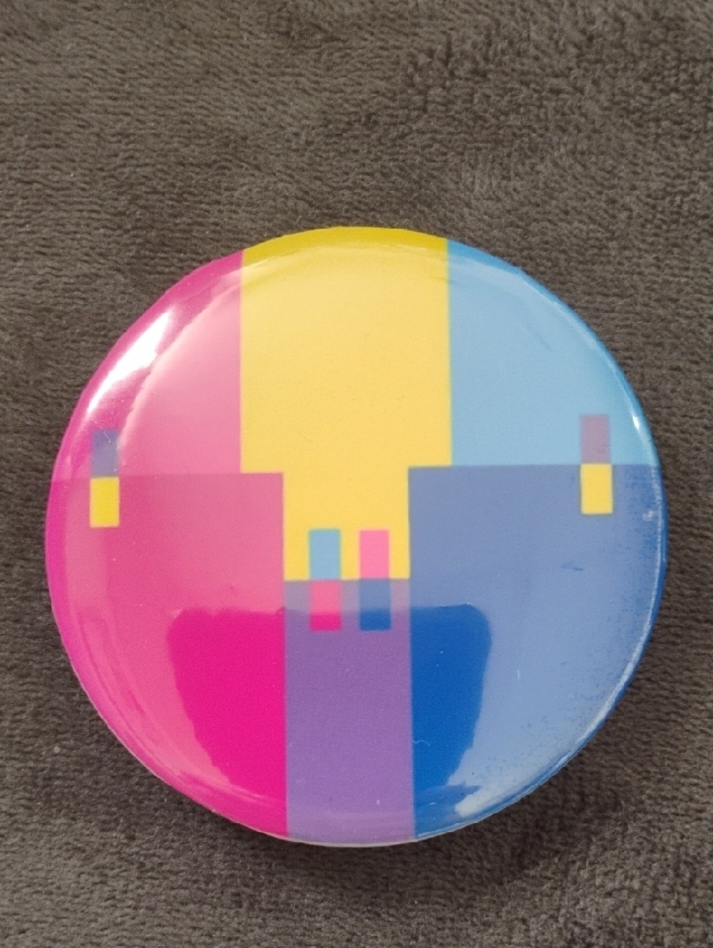 Colorful Geometric  Button Badge - Pink, Yellow & Blue Pansexual Flag
